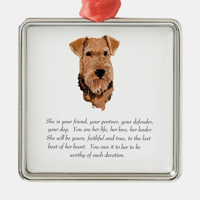 Airedale, Welsh, Lakeland Terrier Keepsake Metal Tree Decoration (Front)