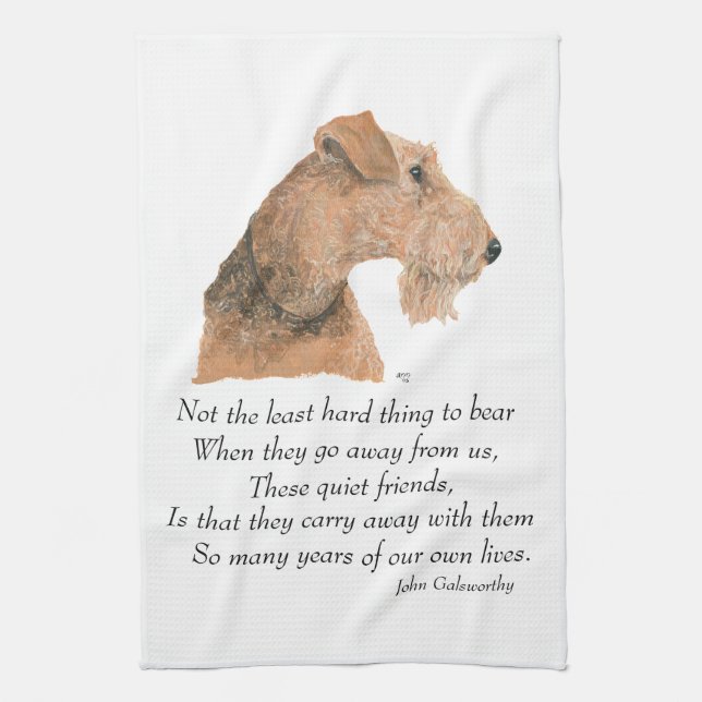 Airedale, Welsh, Lakeland Terrier Keepsake Tea Towel (Vertical)