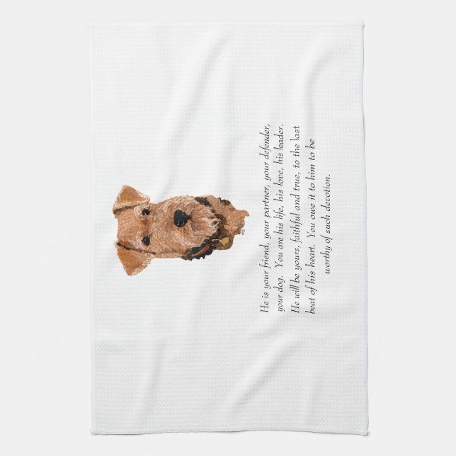 Airedale, Welsh, Lakeland Terrier Keepsake Tea Towel (Vertical)