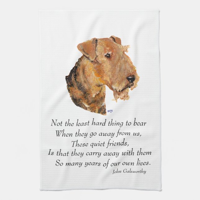 Airedale, Welsh, Lakeland Terrier Keepsake Tea Towel (Vertical)