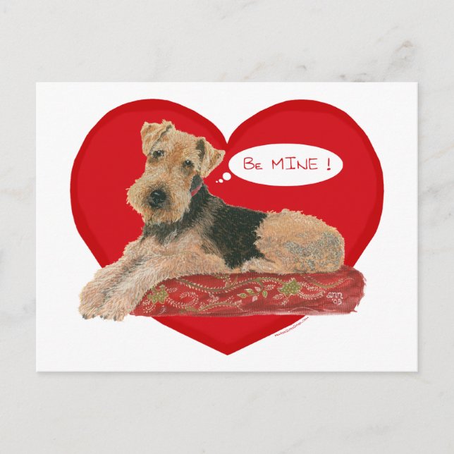 Airedale / Welsh Terrier Valentine Holiday Postcard (Front)
