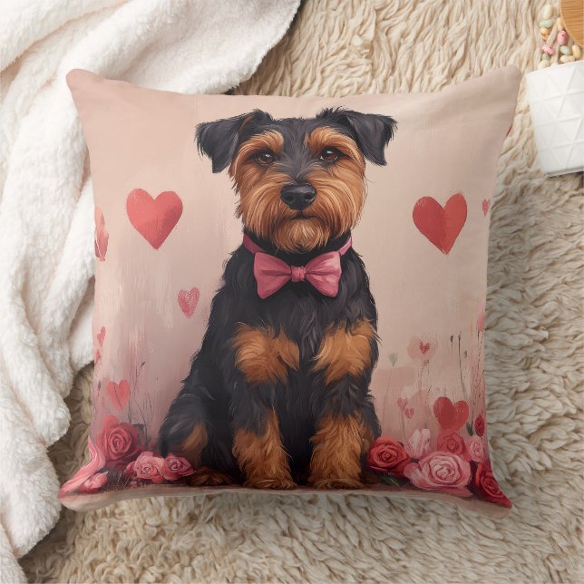 Airedale with Roses - Valentine's Day Cushion (Blanket)