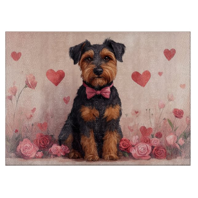 Airedale with Roses - Valentine's Day Cutting Board (Front)