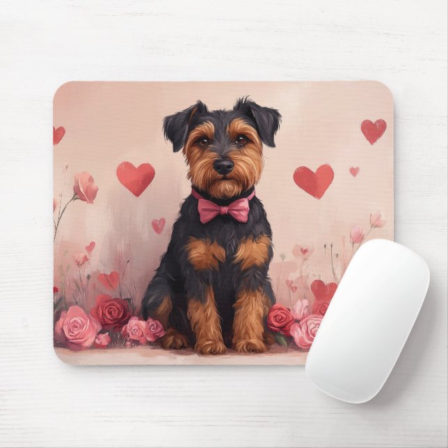 Airedale with Roses - Valentine's Day Mouse Pad (With Mouse)