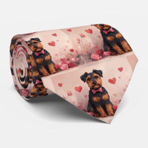 Airedale with Roses - Valentine's Day Tie