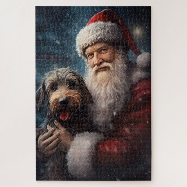 Airedale with Santa Claus Festive Christmas  Jigsaw Puzzle (Vertical)