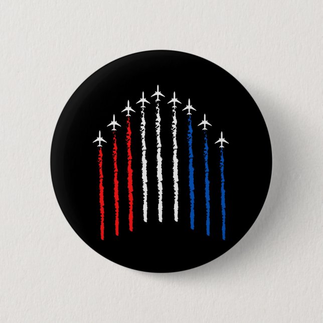 Airforce Flyover  4th Of July 6 Cm Round Badge (Front)