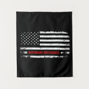 Airframe Mechanic Aviation American Flag Tapestry