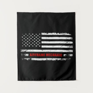 Airframe Mechanic Aviation American Flag Tapestry