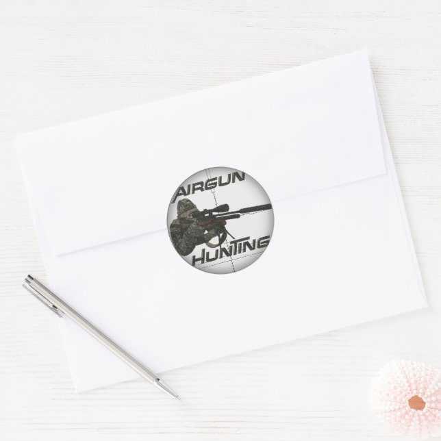 Airgun hunting logo hat keychain button classic round sticker (Envelope)