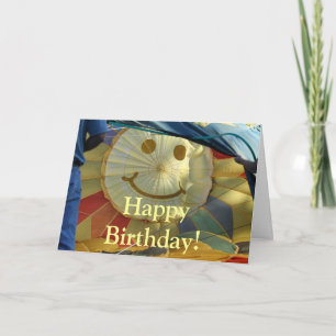 Airial Balloon Inflating Smilie Face Birthday Card