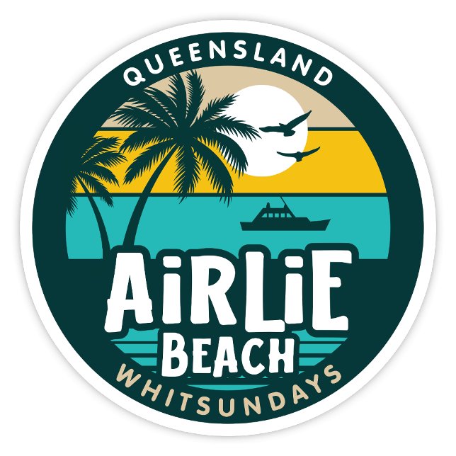 Airlie Beach, Queensland Australia Sticker (Airlie Beach, Whitsundays Queensland Australia Retro Round Sticker)