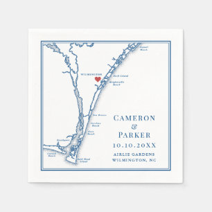 Airlie Gardens Wedding Navy Wilmington NC Map Napkin