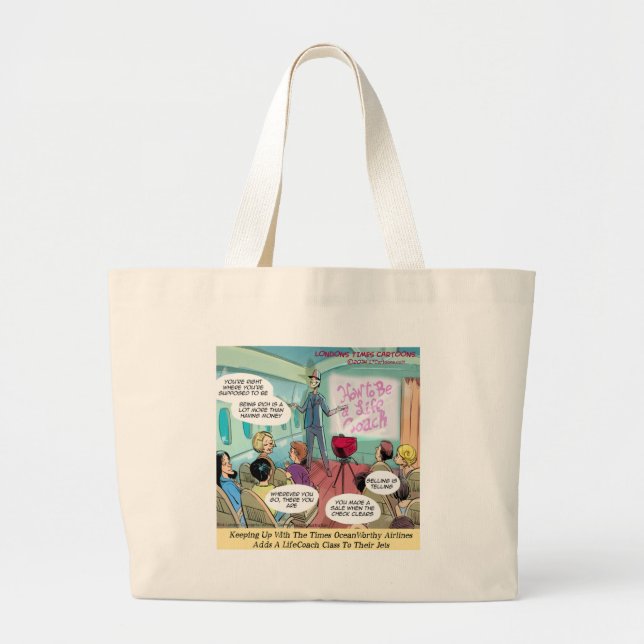 Airline LifeCoach Class Funny Large Tote Bag (Front)