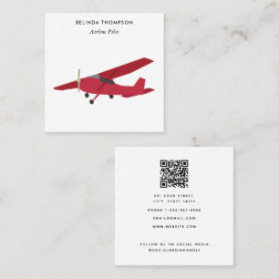 Airline Pilot Aeroplane QR Code Social Media Square Business Card