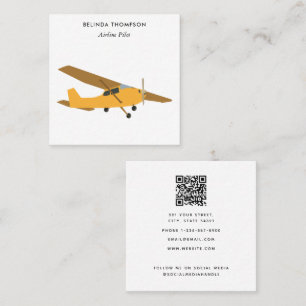 Airline Pilot Aeroplane QR Code Social Media Square Business Card