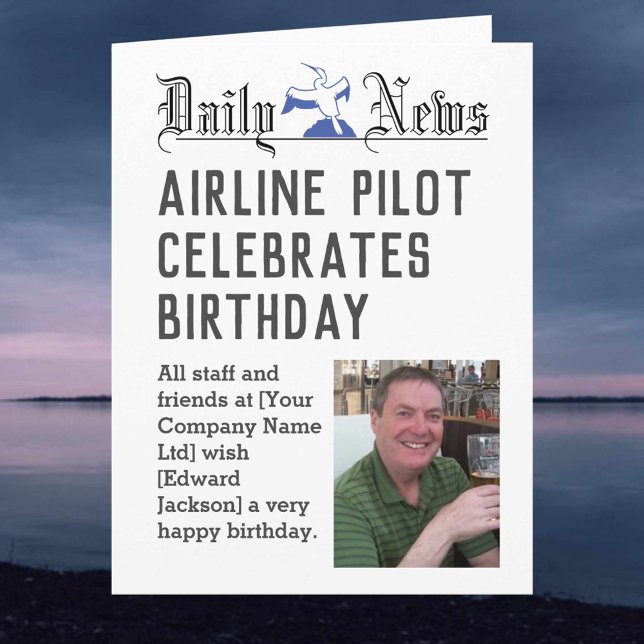 Airline Pilot Birthday Card to Personalize (Creator Uploaded)