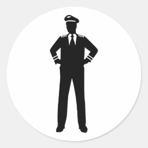 Airline pilot classic round sticker