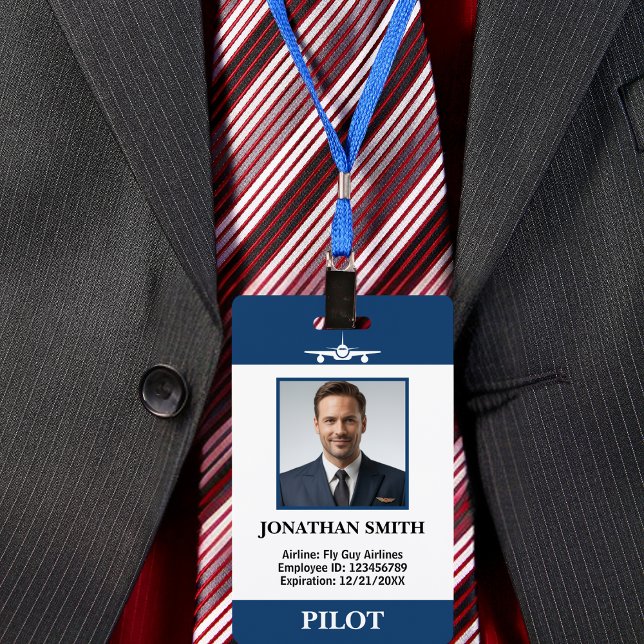 Airline Pilot Company Photo Security ID Barcode ID Badge (Creator Uploaded)