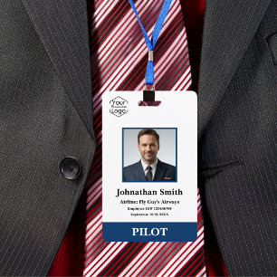 Airline Pilot Company Photo Security ID Logo ID Badge