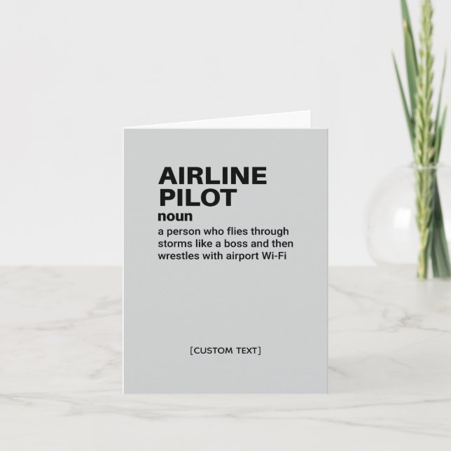 Airline Pilot Definition Greeting Card (Front)