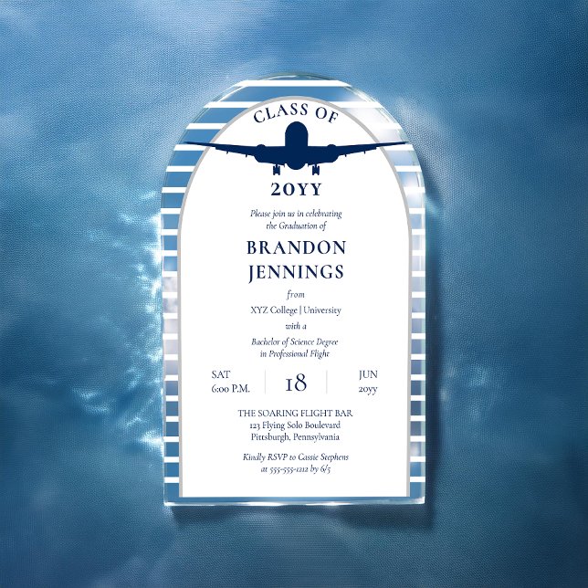 Airline Pilot Flight School College Graduation Acrylic Invitations (Airline Pilot Flight School College Graduation Acrylic Invitations)