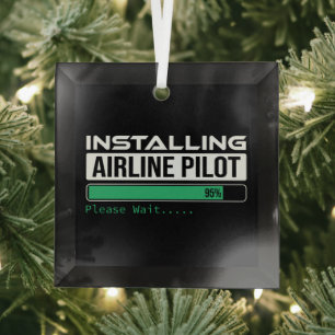Airline PIlot Loading Funny Pilot Student Glass Tree Decoration