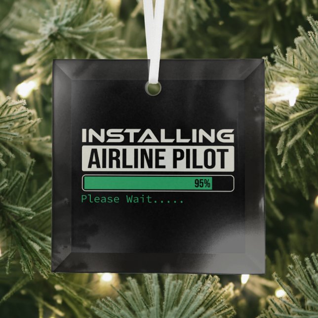 Airline PIlot Loading Funny Pilot Student Glass Tree Decoration (Insitu)