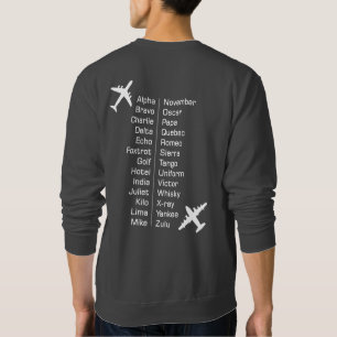 Airline Pilot Phonetic Alphabet With Aeroplanes Sweatshirt