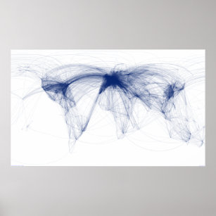 Airline Routes of the World (Blue) - August 2010 Poster