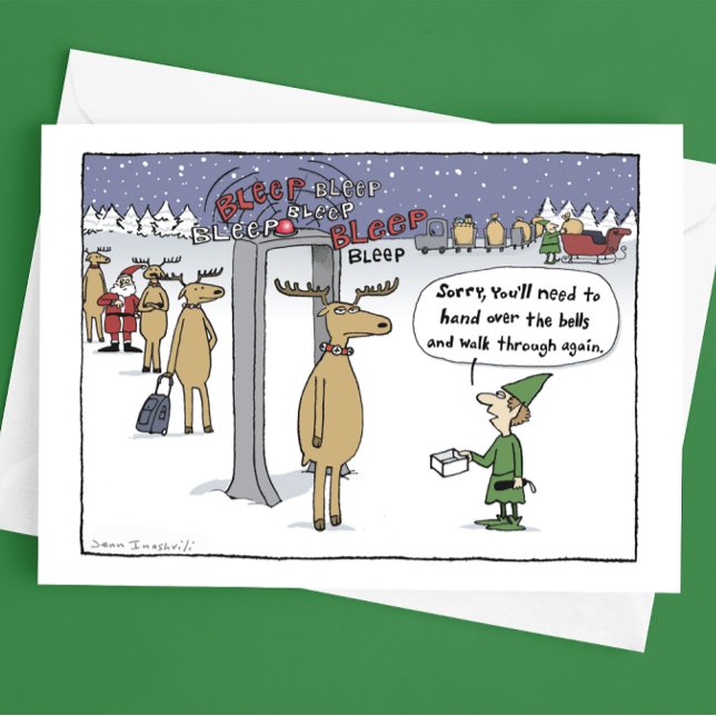 Airline "Sleigh Security"  Funny Christmas Cartoon Holiday Card (Creator Uploaded)