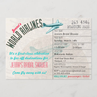 Airline Ticket DestinationBridal Shower Invitation