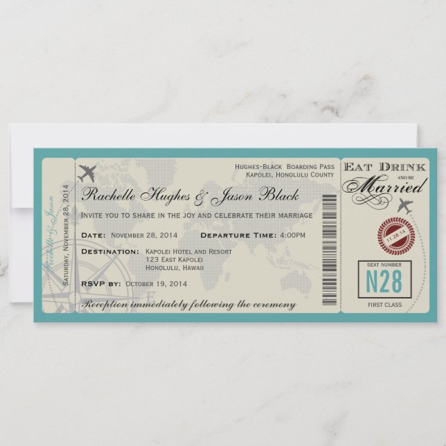 Airline Ticket Wedding Invitation UNLOCKED (Front)
