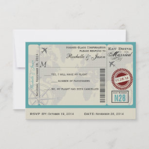 Airline Ticket Wedding RSVP Card