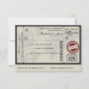 Airline Ticket Wedding RSVP Card