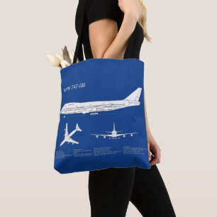 Airliner 747 - Aeroplane Blueprint Drawing Plan AB Tote Bag