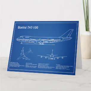 Airliner 747 - Aeroplane Blueprint Drawing Plans A Thank You Card