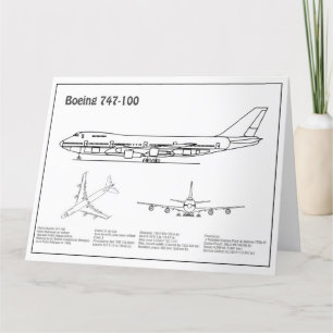 Airliner 747 - Aeroplane Blueprint Drawing Plans B Thank You Card