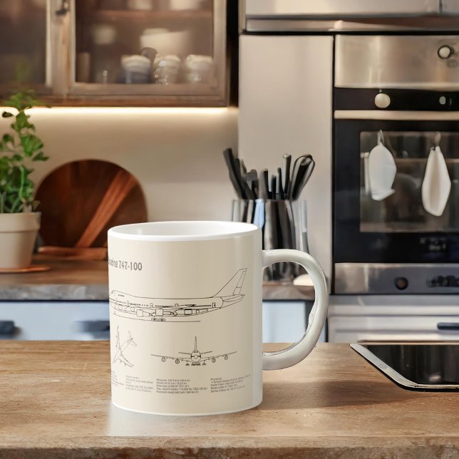 Airliner 747 - Aeroplane Blueprint Drawing Plans S Coffee Mug (Creator Uploaded)