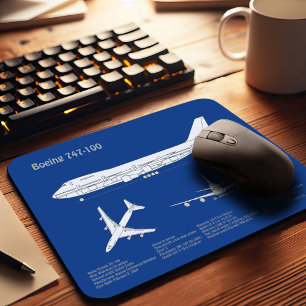 Airliner 747 - Airplane Blueprint Drawing Plan ABD Mouse Pad