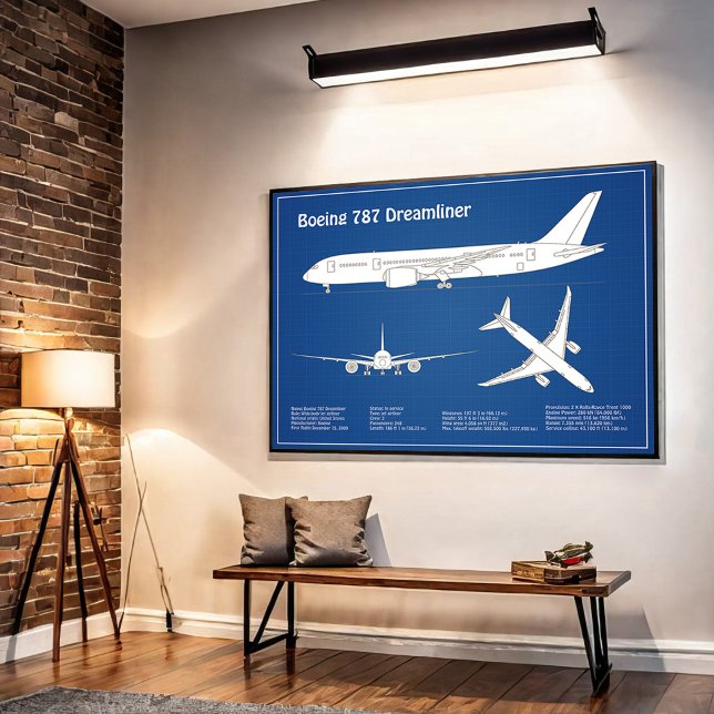 Airliner 787 - Aeroplane Blueprint Drawing Plan AB Poster (Creator Uploaded)