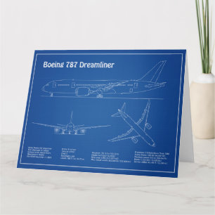 Airliner 787 - Aeroplane Blueprint Drawing Plans A Thank You Card