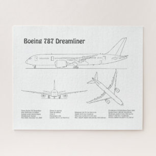 Airliner 787 - Aeroplane Blueprint Drawing Plans B Jigsaw Puzzle