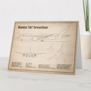 Airliner 787 - Aeroplane Blueprint Drawing Plans S Thank You Card