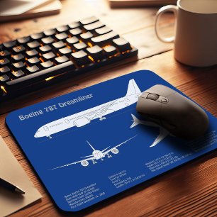 Airliner 787 - Airplane Blueprint Drawing Plan ABD Mouse Pad