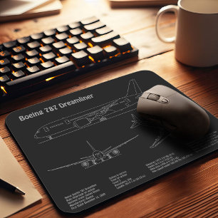 Airliner 787 - Airplane Blueprint Drawing Plans PD Mouse Pad