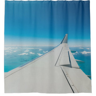 Airliner turbulent wing shower curtain