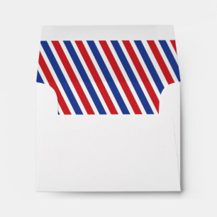 Airmail Diagonal Stripes Liner - Red and Royal Envelopes
