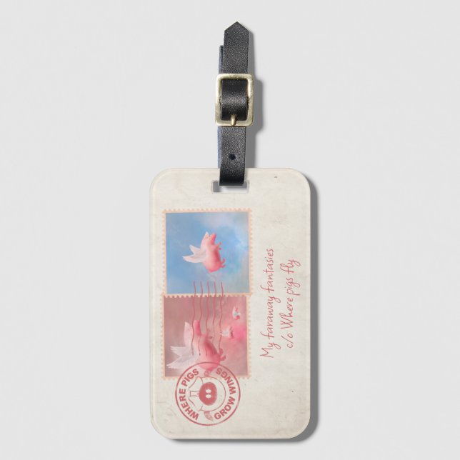 Airmail Flying Pig Postage Luggage Tag (Front Vertical)