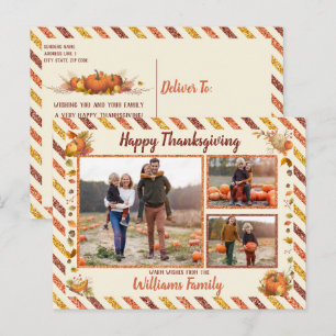 Airmail Glitter Pumpkin Photo Thanksgiving Postcar Postcard